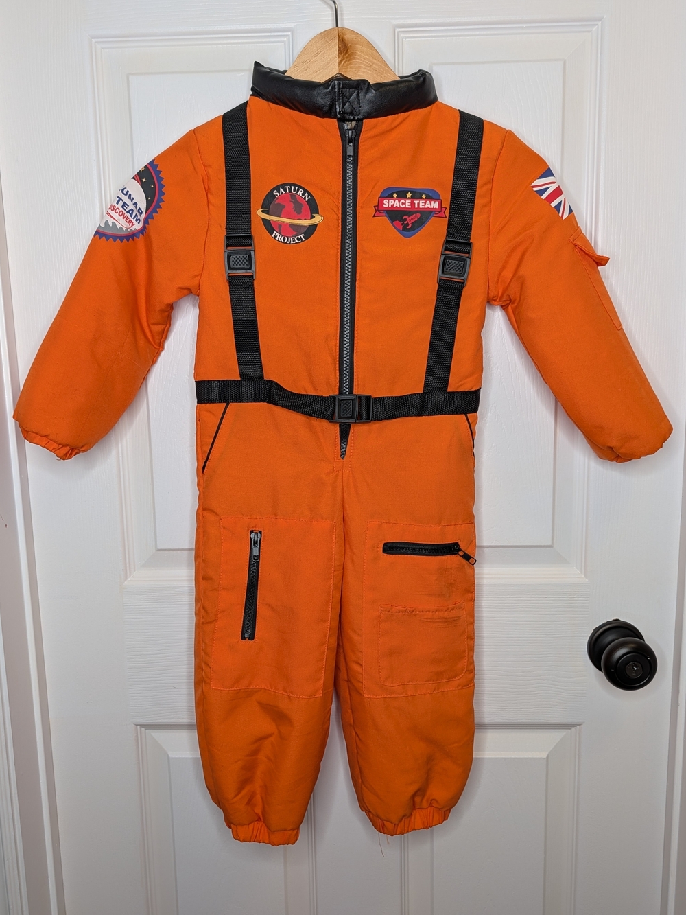 Halloween Costume Kids Astronaut Costume Orange Space Team Jumpsuit Size 4 XS